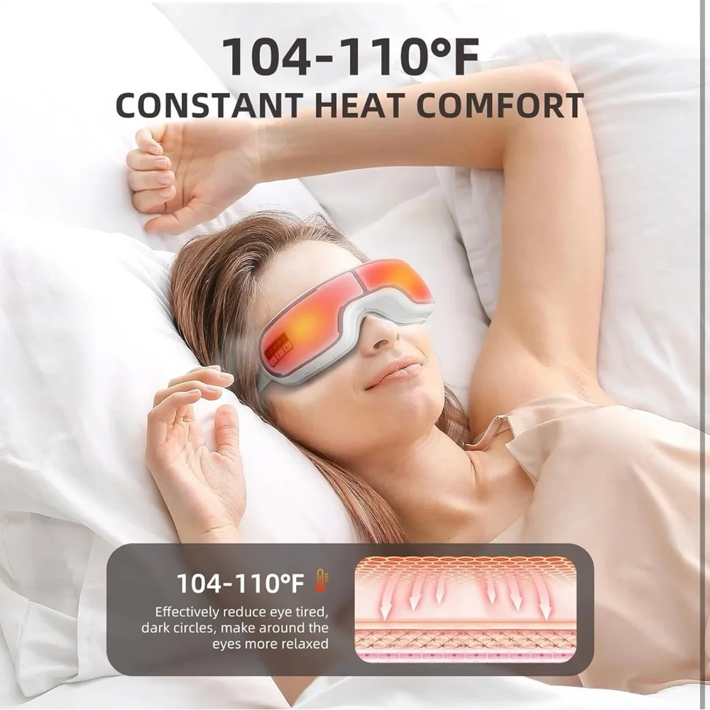 Bengbuey Smart Eye Mask: Massage & Heat w Bluetooth